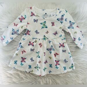 Butterfly Print Kids Dress - White